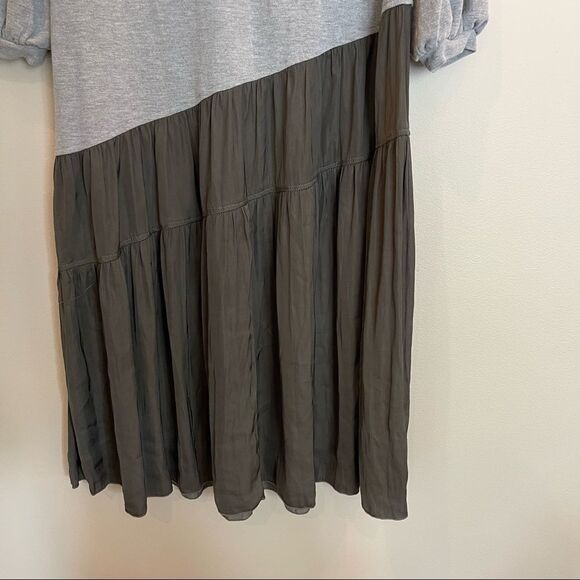 SIMPLE Suzanne Betro Heather Gray Ruffle Asymmetric Midi Dress - Picture 7 of 10
